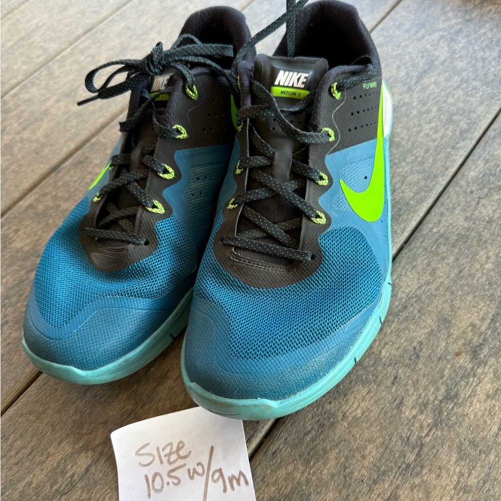 Nike Men's Metcon Teal and Lime Athletic Shoes